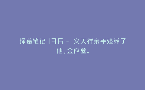 探墓笔记（136）- 文天祥亲手殓葬了他，金应墓。