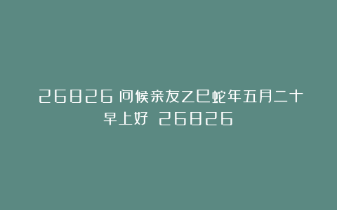 （26826）问候亲友乙巳蛇年五月二十早上好！（26826）