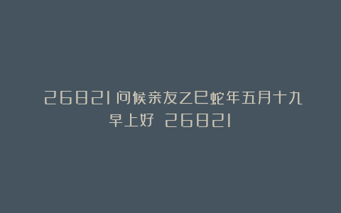 （26821）问候亲友乙巳蛇年五月十九早上好！（26821）