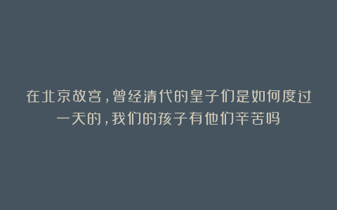 在北京故宫，曾经清代的皇子们是如何度过一天的，我们的孩子有他们辛苦吗？