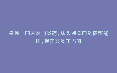 身体上的天然消炎药，从头到脚的炎症都能用，现在艾灸正当时