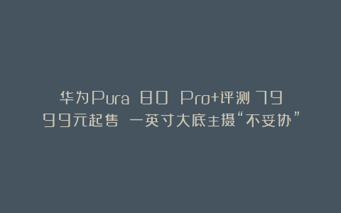 华为Pura 80 Pro+评测：7999元起售 一英寸大底主摄“不妥协”