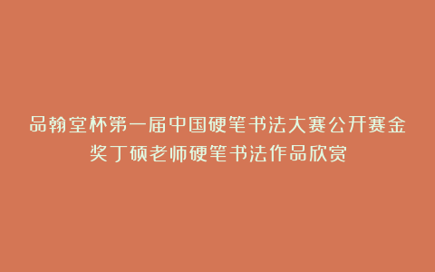品翰堂杯第一届中国硬笔书法大赛公开赛金奖丁硕老师硬笔书法作品欣赏