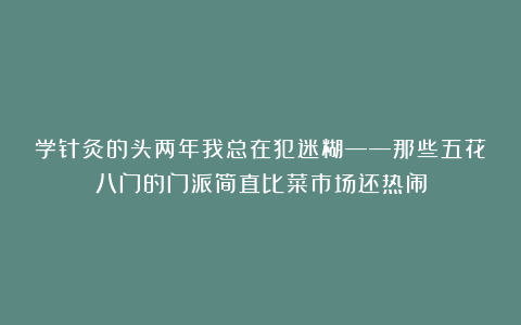 学针灸的头两年我总在犯迷糊——那些五花八门的门派简直比菜市场还热闹
