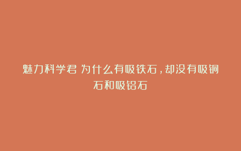 魅力科学君：为什么有吸铁石，却没有吸铜石和吸铝石？
