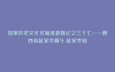 国家历史文化名城漫游散记之三十七——陕西省延安市篇4（延安枣园）