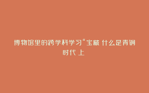 博物馆里的跨学科学习“宝藏：什么是青铜时代（上）？
