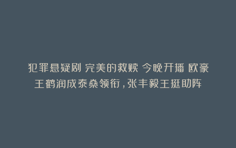 犯罪悬疑剧《完美的救赎》今晚开播！欧豪王鹤润成泰燊领衔，张丰毅王挺助阵