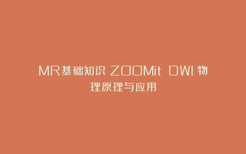 MR基础知识：ZOOMit DWI：物理原理与应用