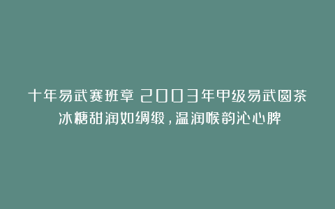 十年易武赛班章！2003年甲级易武圆茶：冰糖甜润如绸缎，温润喉韵沁心脾