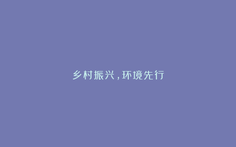 乡村振兴，环境先行