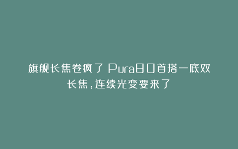 旗舰长焦卷疯了：Pura80首搭一底双长焦，连续光变要来了？