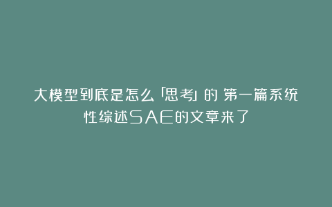 大模型到底是怎么「思考」的？第一篇系统性综述SAE的文章来了