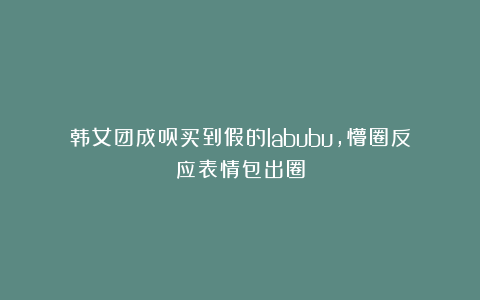 韩女团成员买到假的labubu，懵圈反应表情包出圈