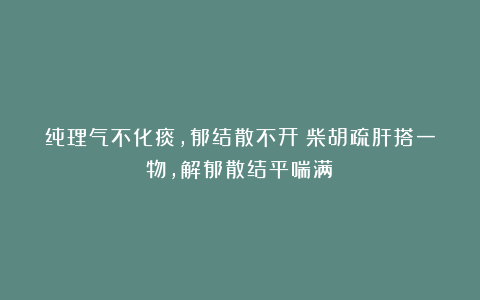 纯理气不化痰，郁结散不开！柴胡疏肝搭一物，解郁散结平喘满！