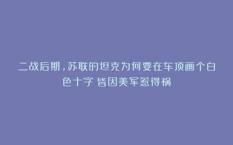 二战后期，苏联的坦克为何要在车顶画个白色十字？皆因美军惹得祸