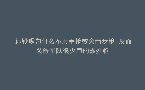 ​运钞员为什么不用手枪或突击步枪，反而装备军队很少用的霰弹枪？