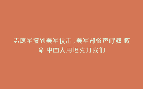 志愿军遭到美军伏击，美军却惨声呼救：救命！中国人用坦克打我们