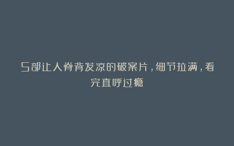 5部让人脊背发凉的破案片，细节拉满，看完直呼过瘾！
