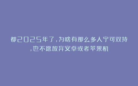 都2025年了,为啥有那么多人宁可双持,也不愿放弃安卓或者苹果机？