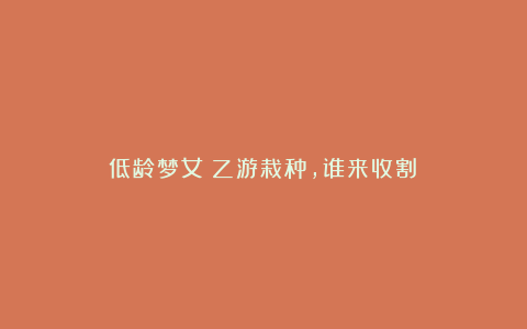 低龄梦女：乙游栽种，谁来收割？