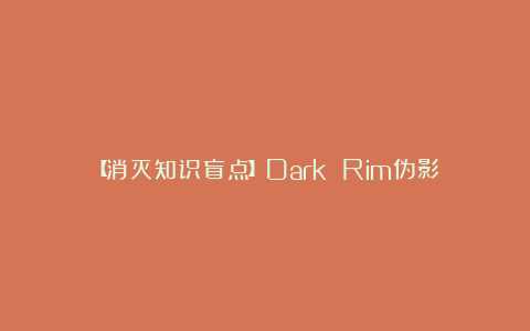 【消灭知识盲点】Dark Rim伪影