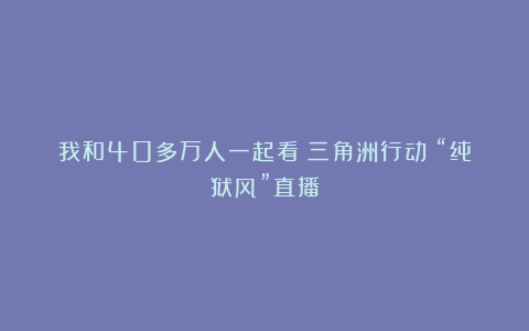 我和40多万人一起看《三角洲行动》“纯狱风”直播
