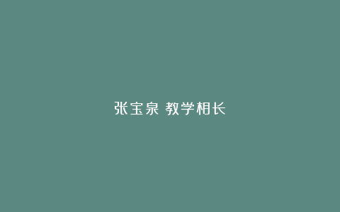 张宝泉｜教学相长