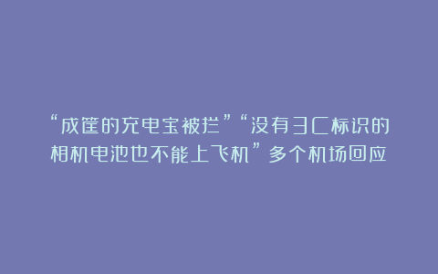 “成筐的充电宝被拦”！“没有3C标识的相机电池也不能上飞机”？多个机场回应→