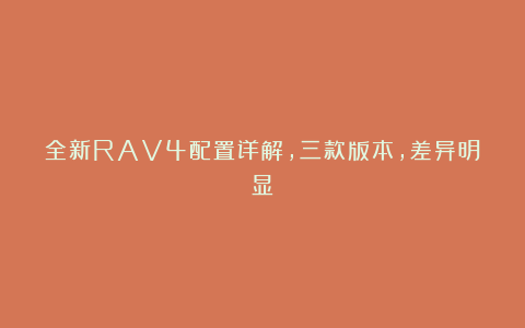 全新RAV4配置详解，三款版本，差异明显