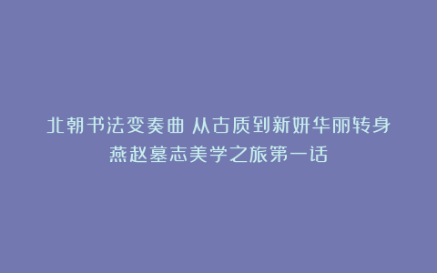 北朝书法变奏曲：从古质到新妍华丽转身！燕赵墓志美学之旅第一话