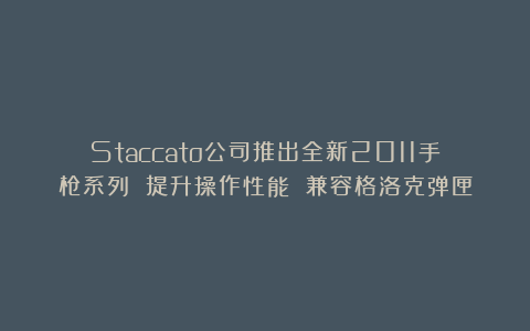 Staccato公司推出全新2011手枪系列 提升操作性能 兼容格洛克弹匣