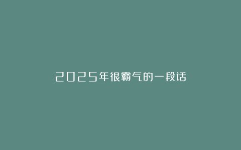 2025年很霸气的一段话!