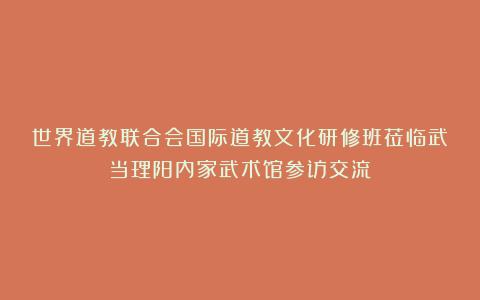 世界道教联合会国际道教文化研修班莅临武当理阳内家武术馆参访交流