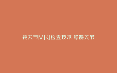 骨关节MRI检查技术（膝踝关节）