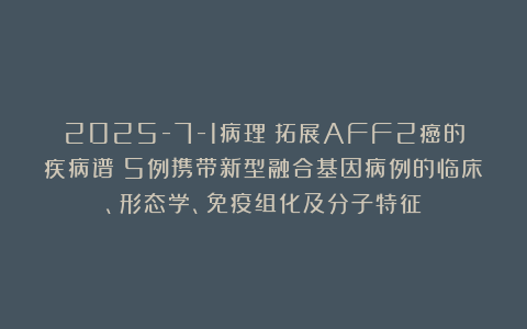 2025-7-1病理：拓展AFF2癌的疾病谱：5例携带新型融合基因病例的临床、形态学、免疫组化及分子特征