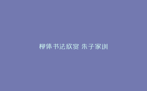 柳体书法欣赏《朱子家训》