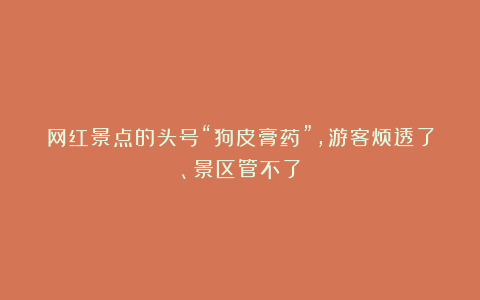 网红景点的头号“狗皮膏药”，游客烦透了、景区管不了