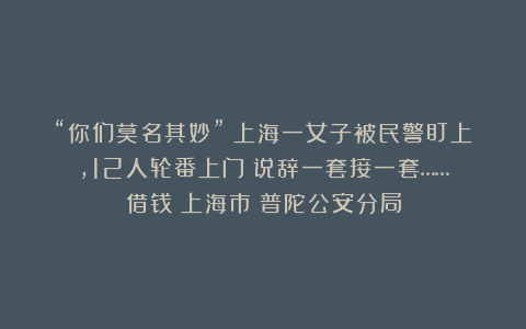 “你们莫名其妙”！上海一女子被民警盯上，12人轮番上门！说辞一套接一套……|借钱|上海市|普陀公安分局