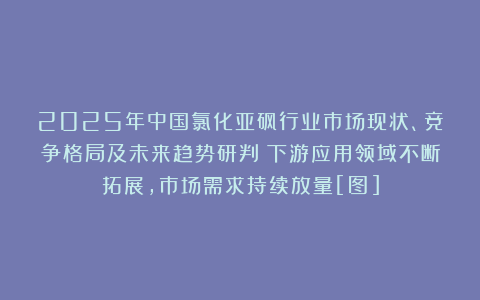 2025年中国氯化亚砜行业市场现状、竞争格局及未来趋势研判：下游应用领域不断拓展，市场需求持续放量[图]