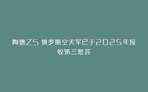 陶德ZS：俄罗斯空天军已于2025年接收第三批苏