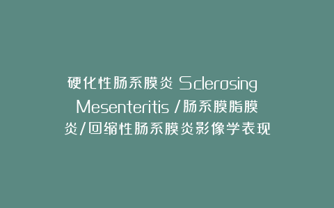 硬化性肠系膜炎（Sclerosing Mesenteritis）/肠系膜脂膜炎/回缩性肠系膜炎影像学表现