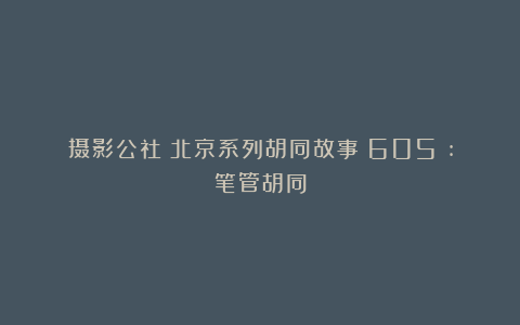 摄影公社：北京系列胡同故事（605）:笔管胡同