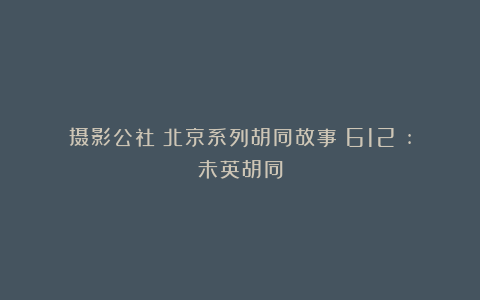 摄影公社：北京系列胡同故事（612）:未英胡同