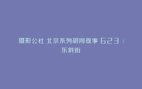 摄影公社：北京系列胡同故事（623）:东斜街