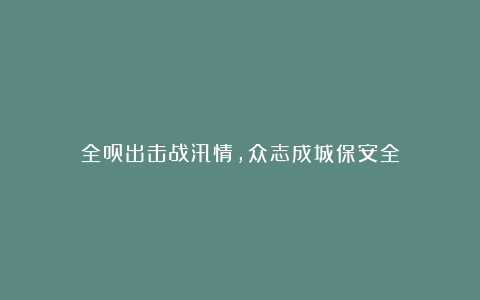 全员出击战汛情，众志成城保安全