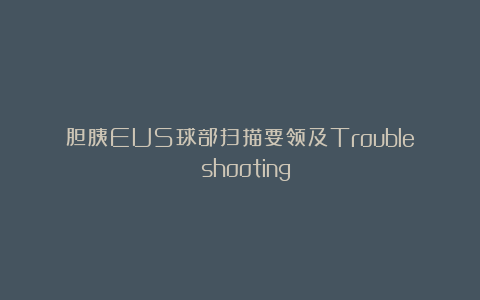 胆胰EUS球部扫描要领及Trouble shooting