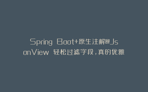 Spring Boot+原生注解@JsonView 轻松过滤字段，真的优雅！