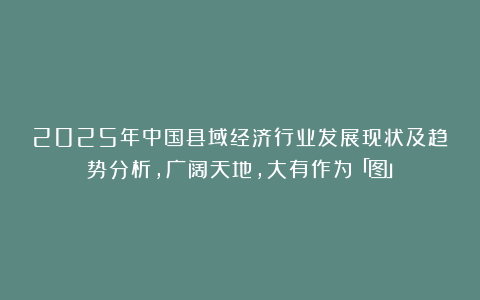 2025年中国县域经济行业发展现状及趋势分析，广阔天地，大有作为「图」
