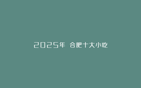 2025年 合肥十大小吃
